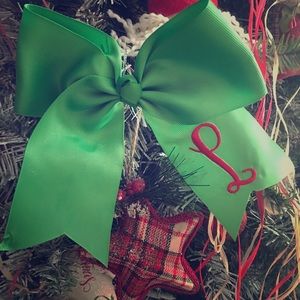 Girls Christmas monogram hair bow